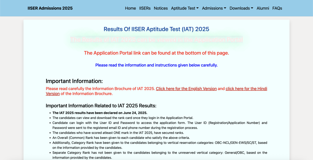IISER IAT 2025 Result